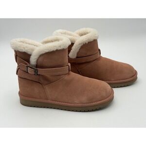 Koolaburra by UGG Women's 9 Delene Mini Boot suede Faux Fur Pale Pink